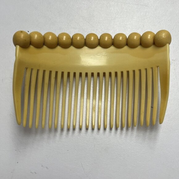 Vintage Unique Decorative Ball Accents Side Hair Comb Yellow